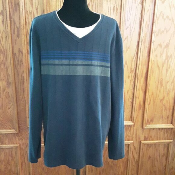 WAREHOUSE ONE Sweater Layered Look V-Neck Tee Ribbed Size XL - Picture 5 of 13